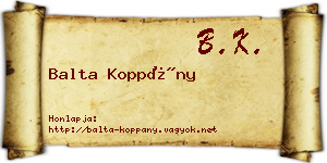 Balta Koppány névjegykártya